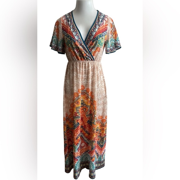 Flying Tomato MulticolorV-Neck  Maxi Dress S - Picture 2 of 10